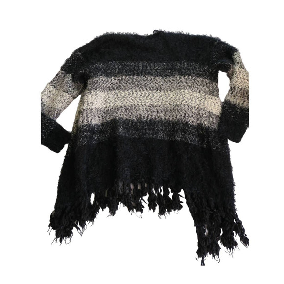 Roommates Women's Striped Nubby Fuzzy Knit Tassel Hem Cardigan Sweater. Size L‎ - Picture 3 of 8